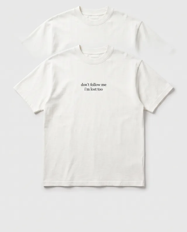Tee-shirt craie, print poitrine don't follow me i'm lost too