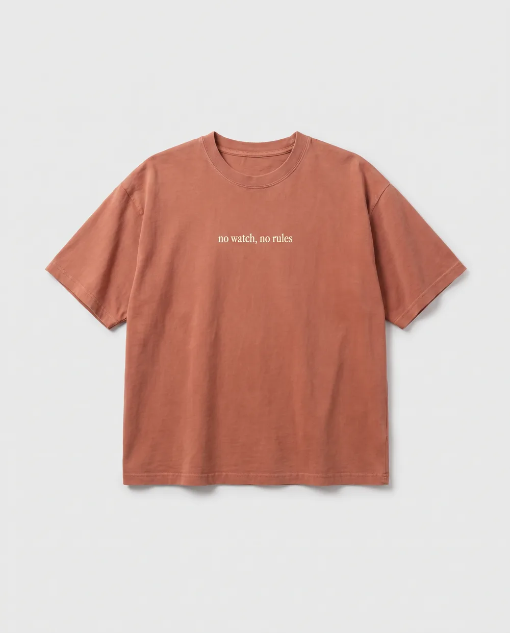 Tee-shirt terre cuite, print poitrine no watch, no rules
